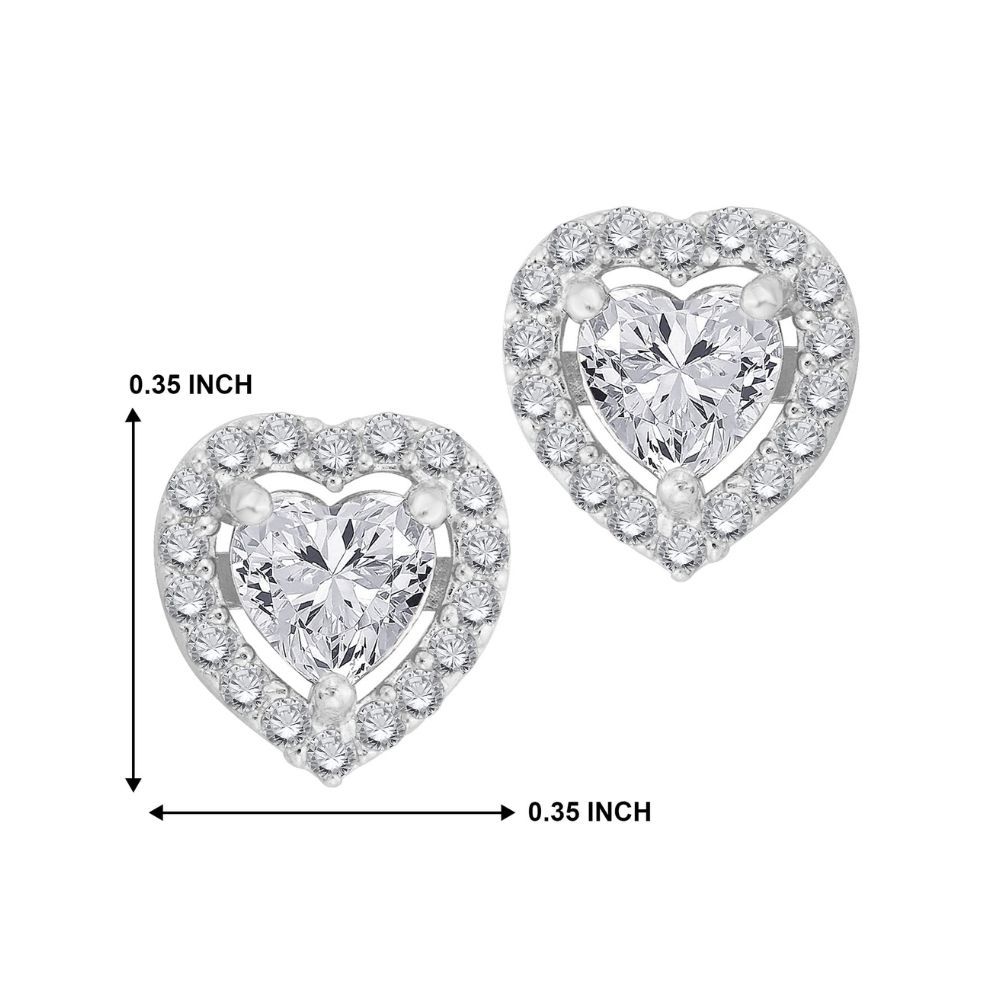 Peora American Diamond Cubic Zirconia Crystal Combo Set of 2 Stud Earrings for Women