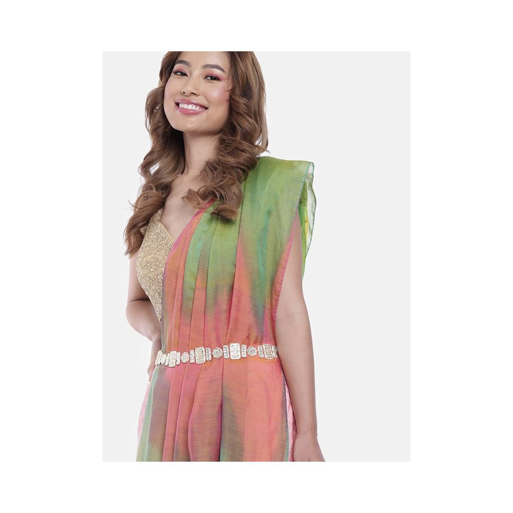Peora Ethnic Gold Plated Kundan Studded Kamarband Belly Chain For Women (White)