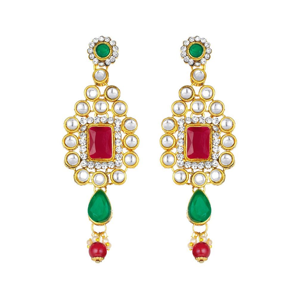 Peora Ethnic Indian Traditional Gold Plated Kundan Dulhan Bridal Jewellery Set