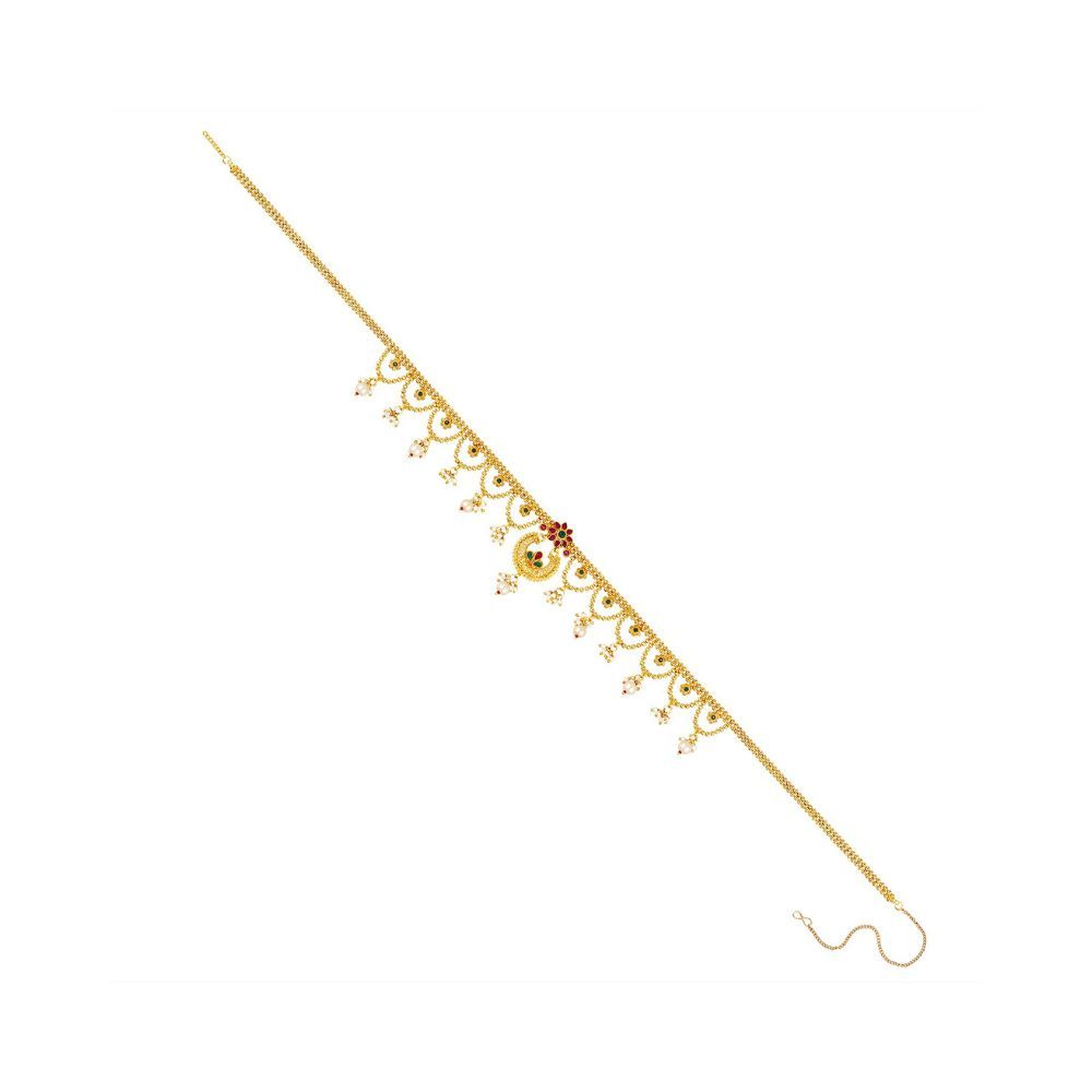 Peora Gold Plated Kundan Pearl Kamar Band Kamar Patta Belly Waist Chain Women
