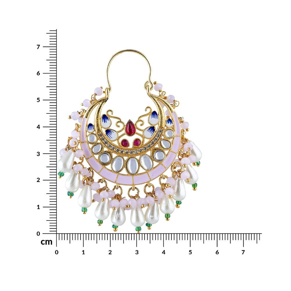 Peora Gold Plated Kundan Pearl Wedding Chandbali Earrings for Women