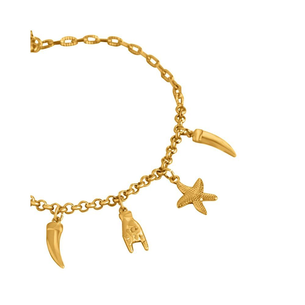 Peora Gold Plated Star Fish Charm Adjustable Anklet for Women Girls