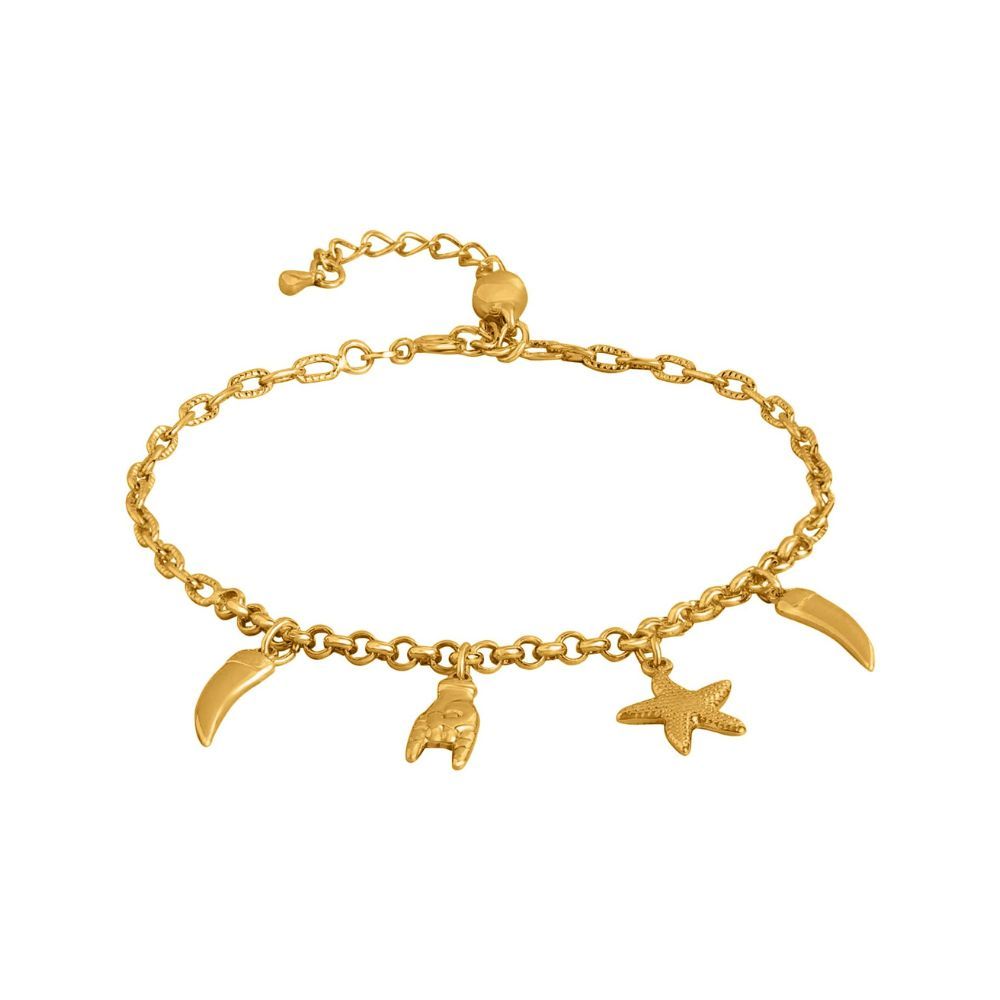 Peora Gold Plated Star Fish Charm Adjustable Anklet for Women Girls