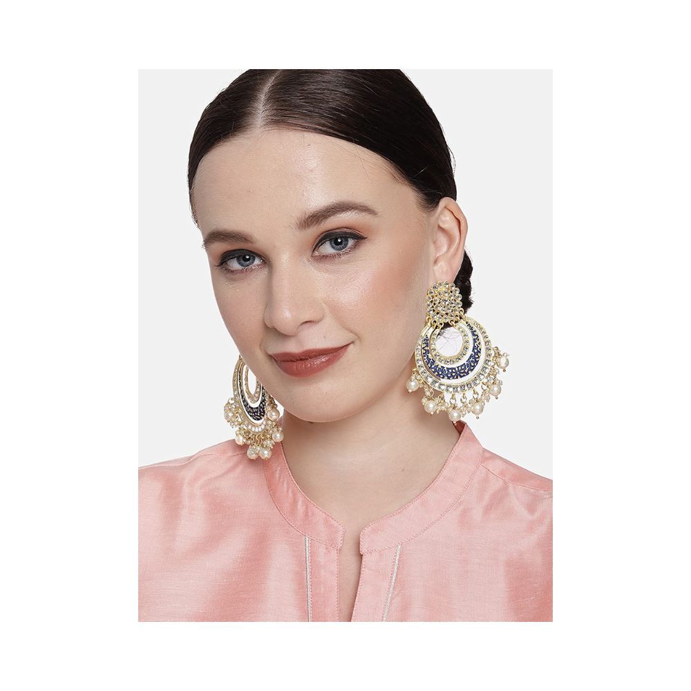 Peora Meenakari Gold Plated Chandbali Traditional Earrings for Women