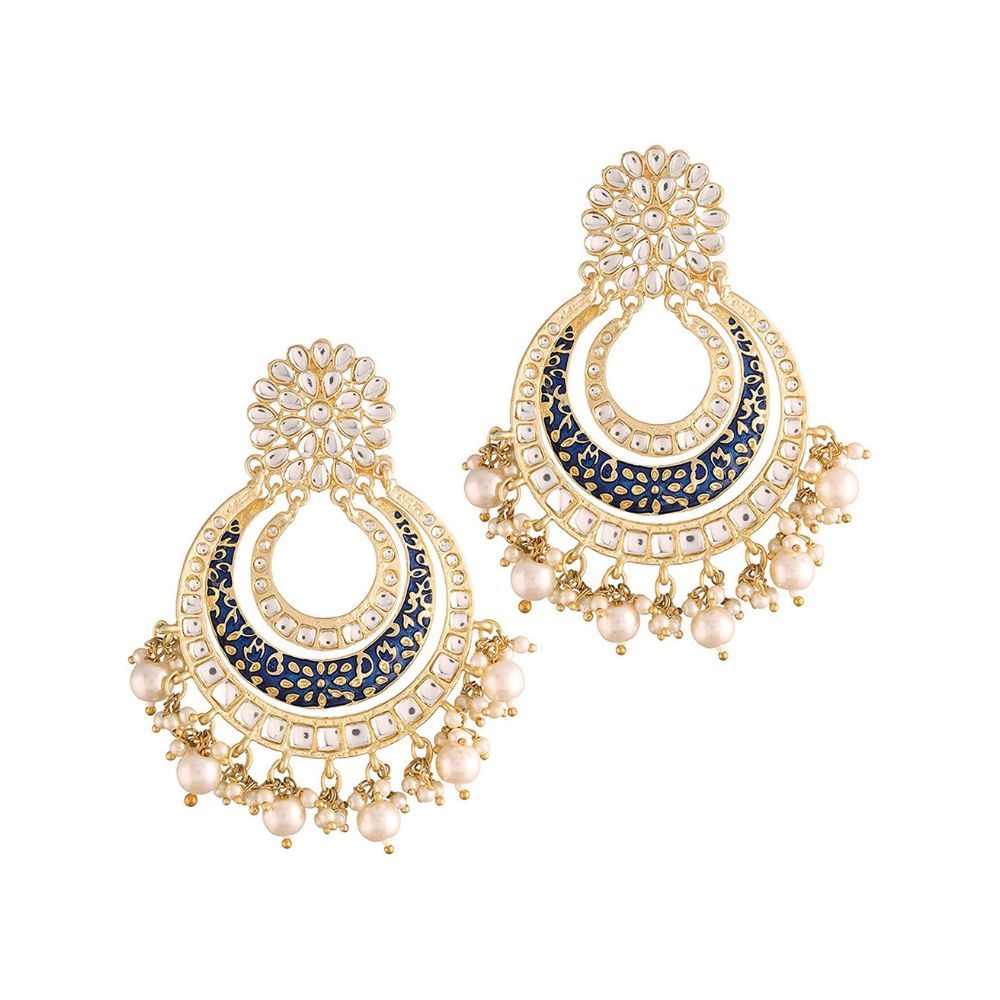 Peora Meenakari Gold Plated Chandbali Traditional Earrings for Women