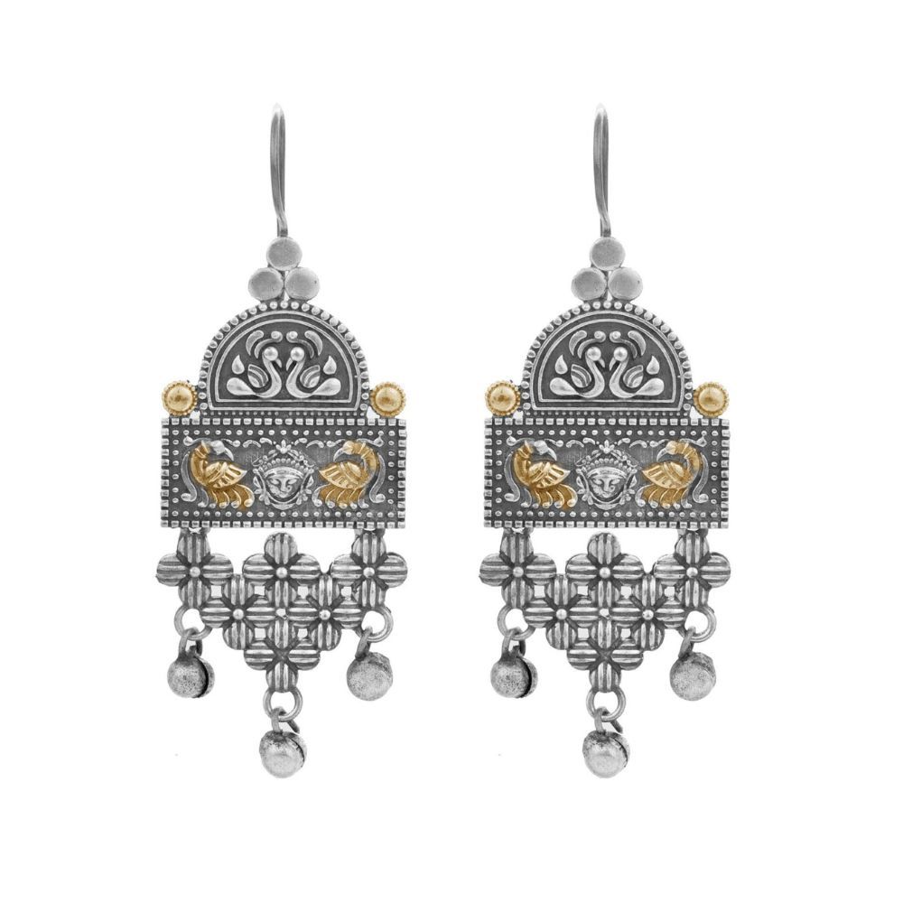 Peora Oxidised Silver Plated Dangle Drop Earrings Afghani Tribal Antique Traditional Jewellery for Women