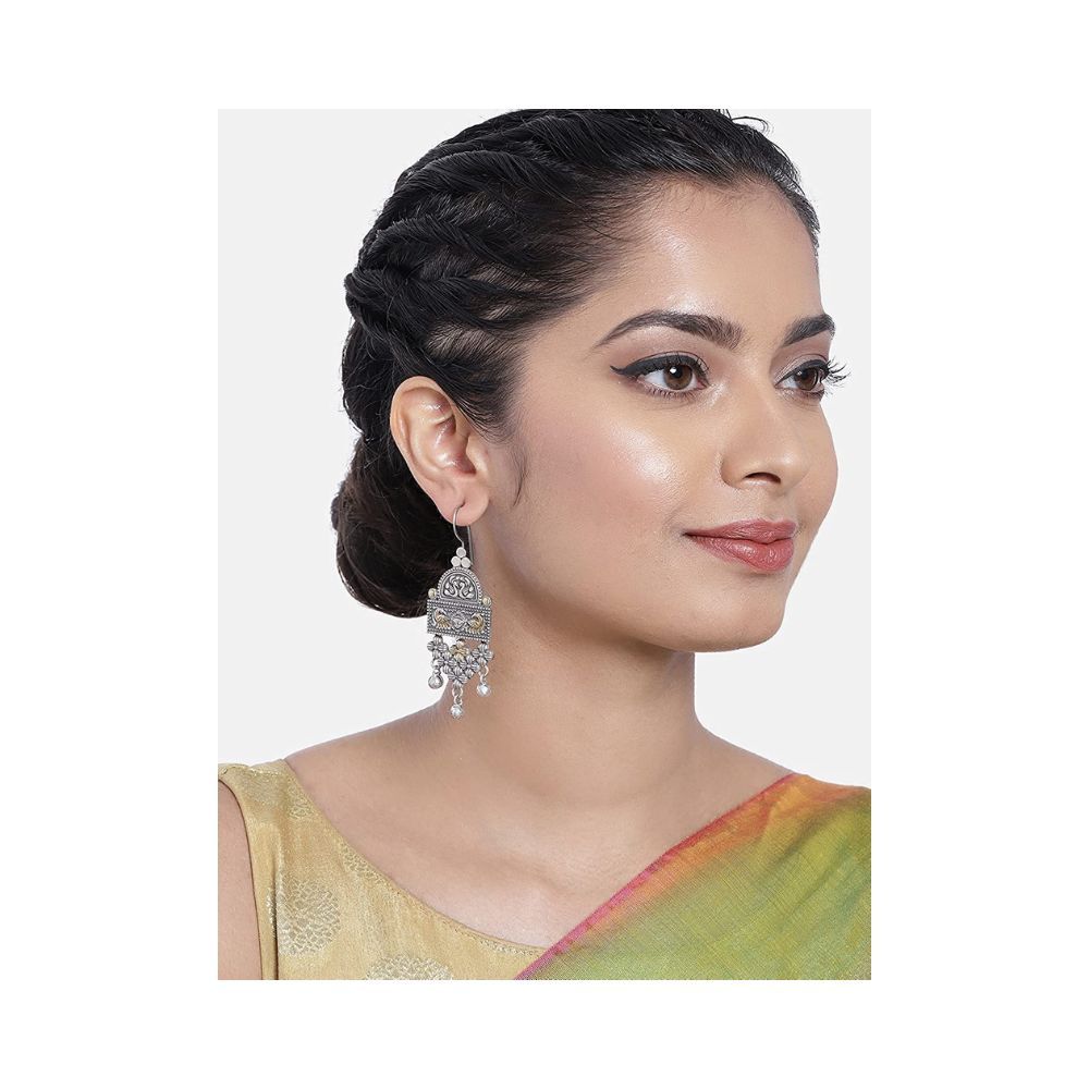 Peora Oxidised Silver Plated Dangle Drop Earrings Afghani Tribal Antique Traditional Jewellery for Women
