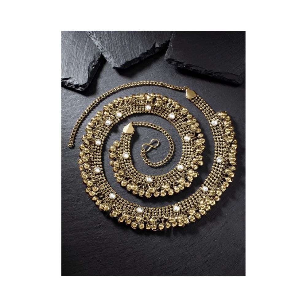 Peora Traditional Antique Gold Waist Belt Kamarband Kamarpatta Belly Chain for Women Girls