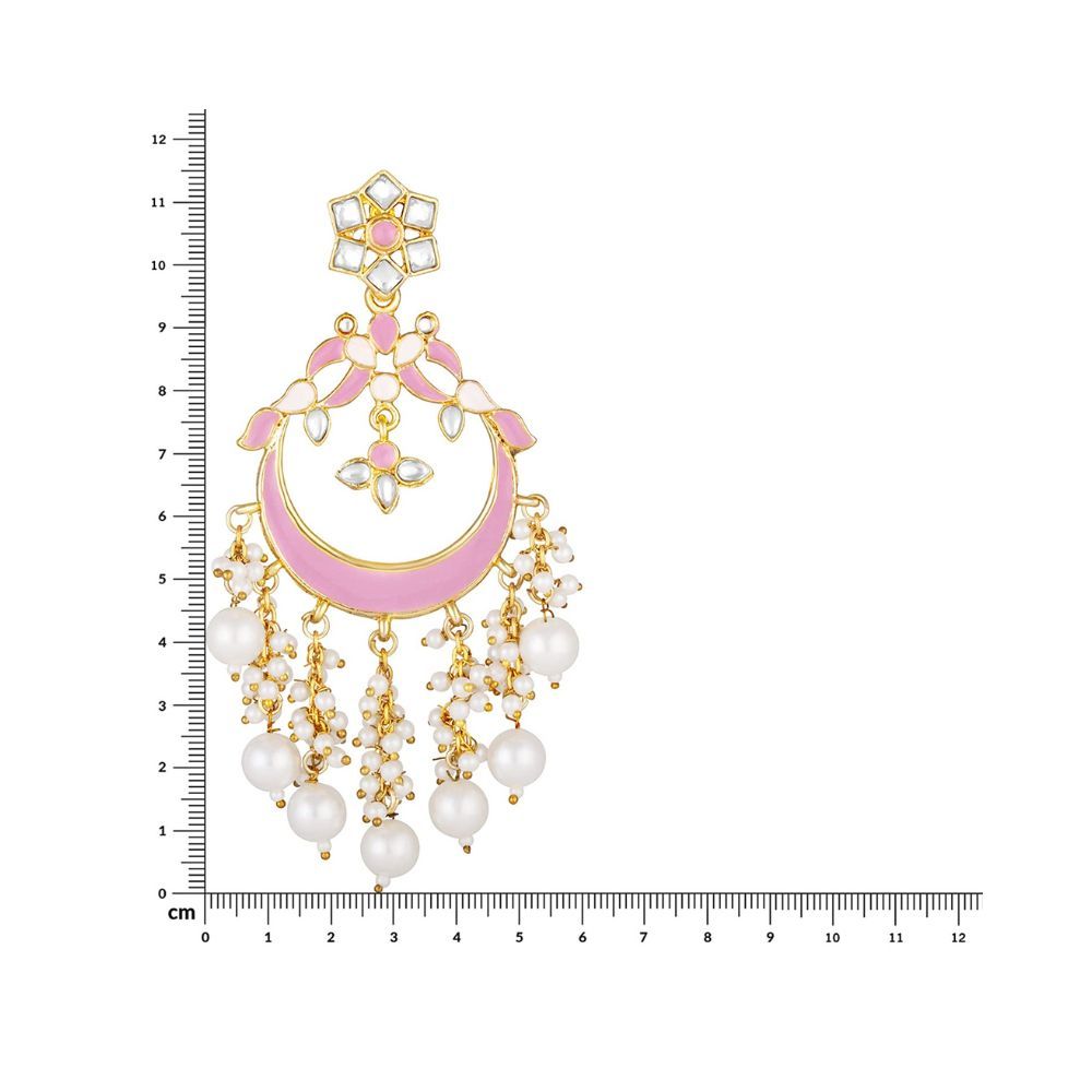 Peora Traditional Gold-plated Brass and Pearl Dangle Earrings for Women & Girls