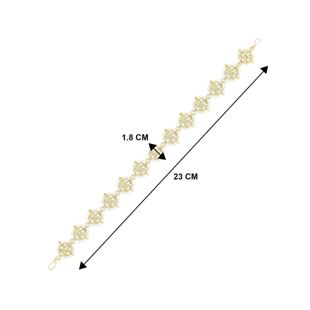 Peora Traditional Gold Plated White Kundan Pearl Studded Matha Patti Hair Accessories for Women Girls