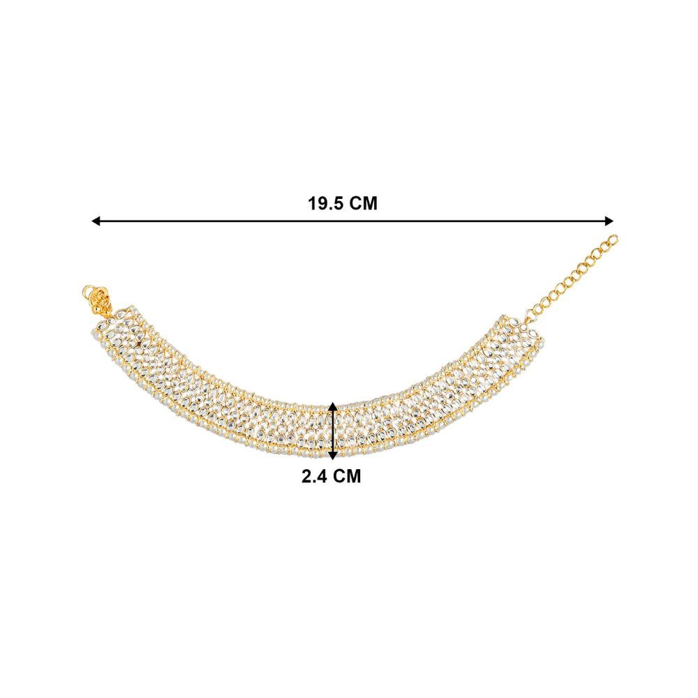 Peora Traditional Gold Plated White Kundan Studded Anklet Payal Set