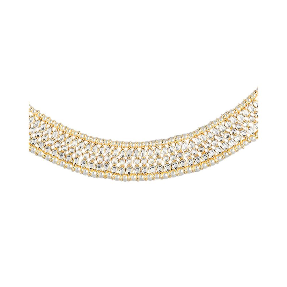 Peora Traditional Gold Plated White Kundan Studded Anklet Payal Set