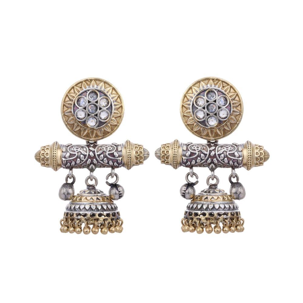 Peora Traditional Imitation Oxidised Silver Alloy Earrings For Women & Girls