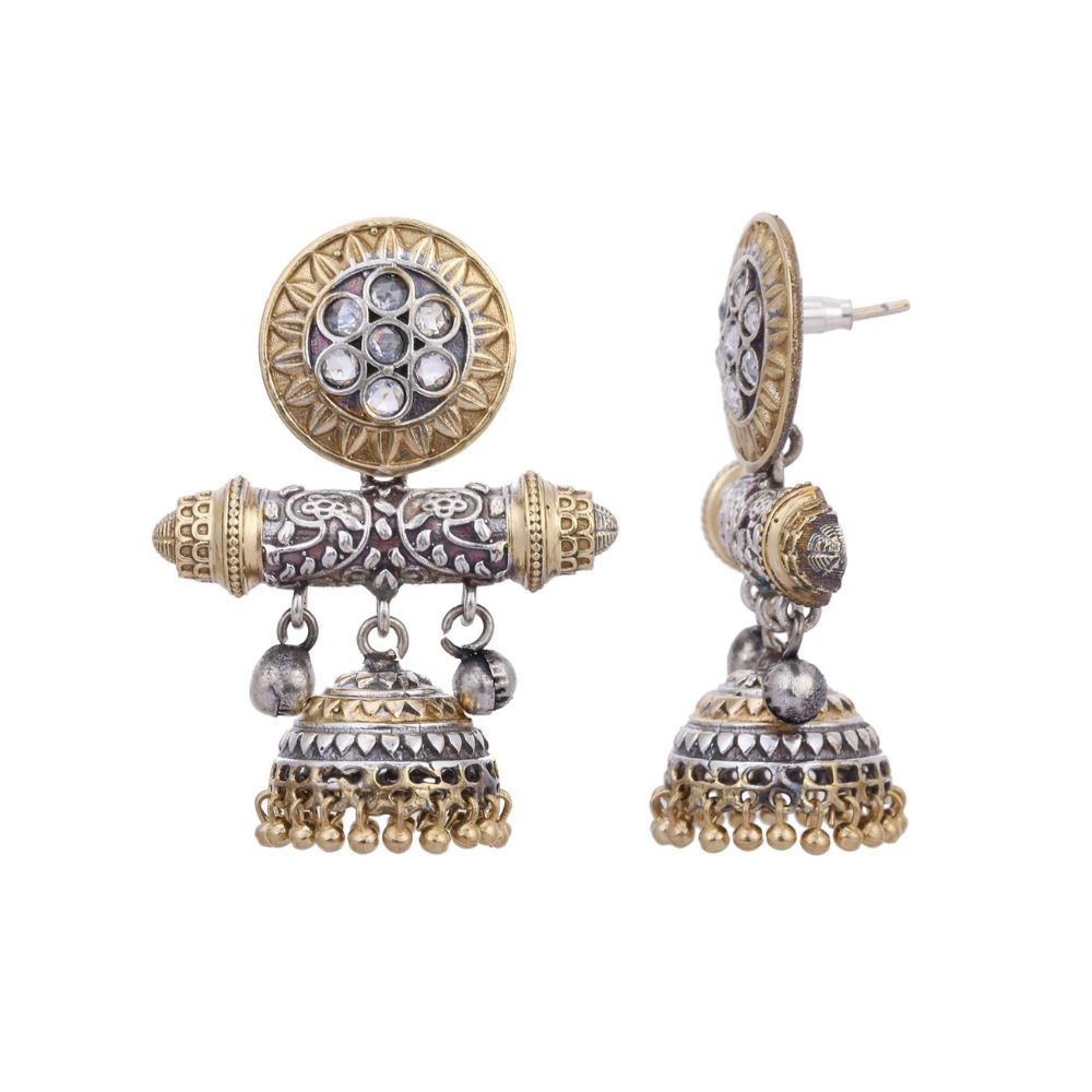 Peora Traditional Imitation Oxidised Silver Alloy Earrings For Women & Girls