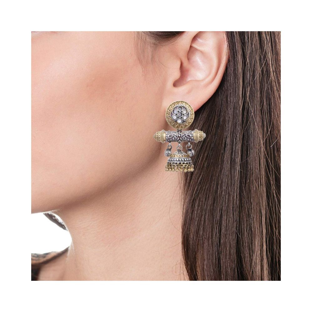Peora Traditional Imitation Oxidised Silver Alloy Earrings For Women & Girls