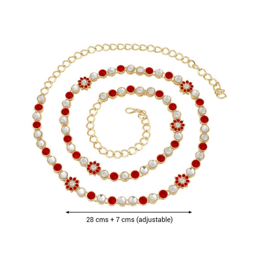 Peora Traditional Jewellery 18K Gold Plated Blue Kundan Waist Belt Kamarband Belly Chain for Women Girls