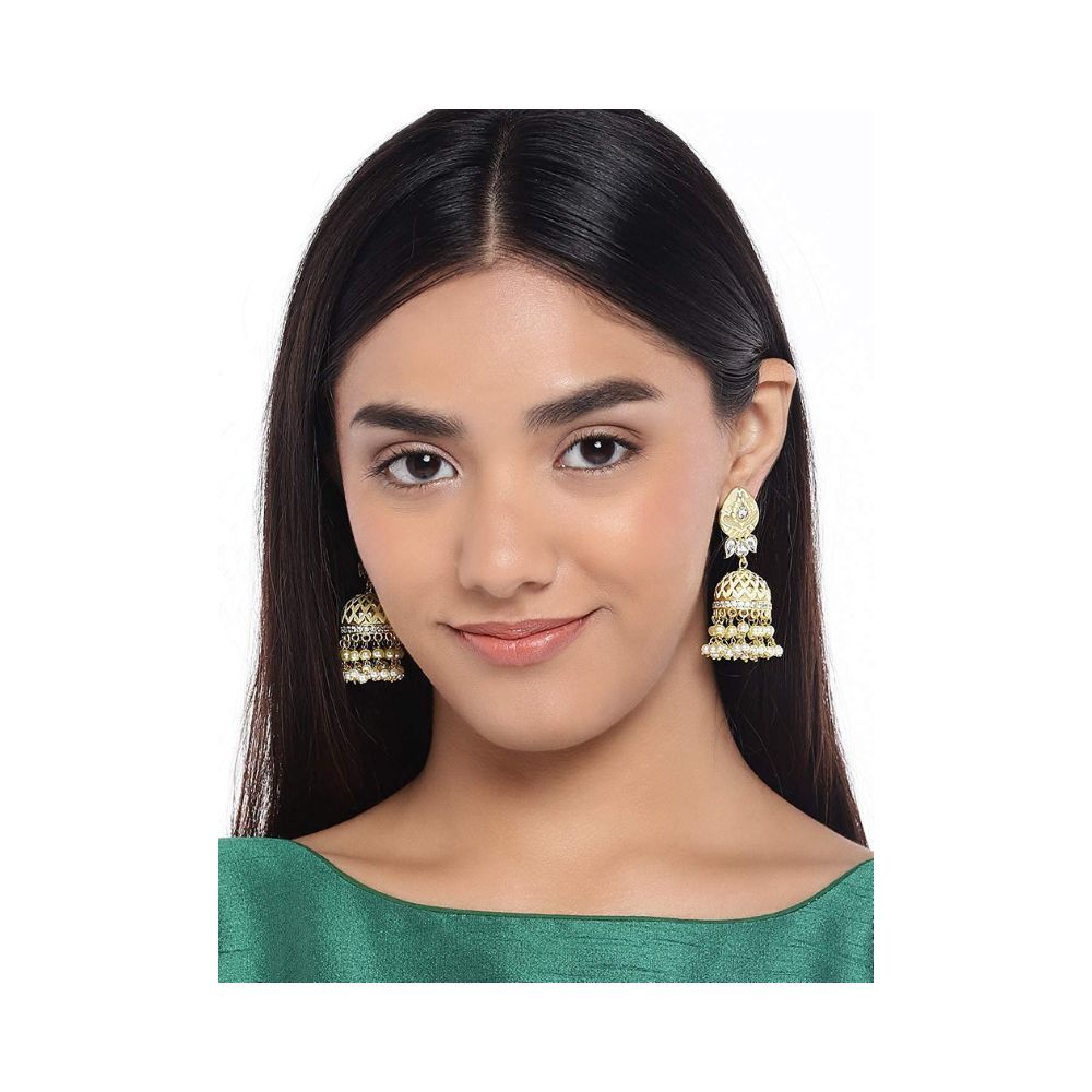 Peora Traditional Jewellery Gold Plated and Kundan Jhumka Earrings for Women Girls