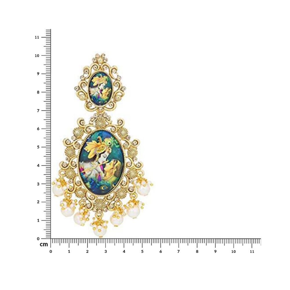 Peora Women's Traditional 18K Gold Plated Pearl Brass Love Inspired Radha Krishna Dangle Earrings