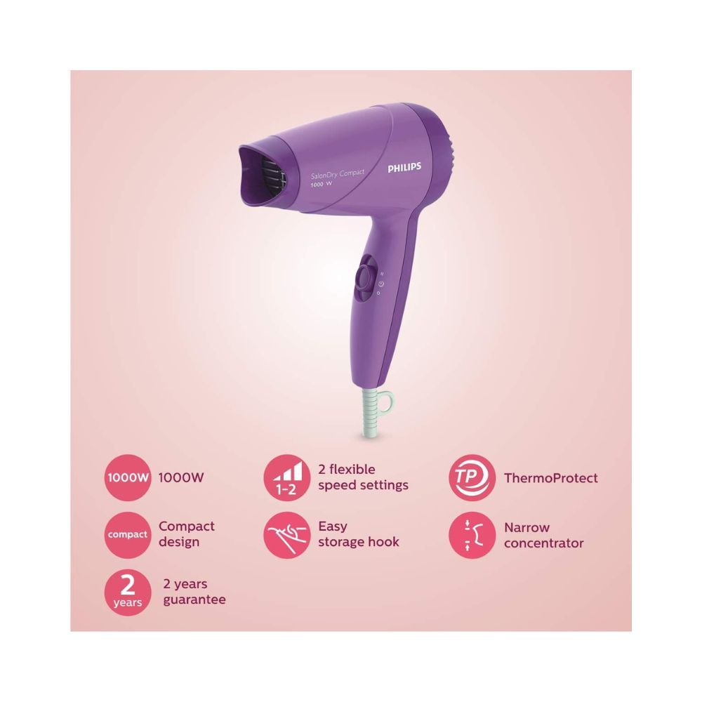 PHILIPS 1000 watts Hair Dryer (HP8100/46, Purple)
