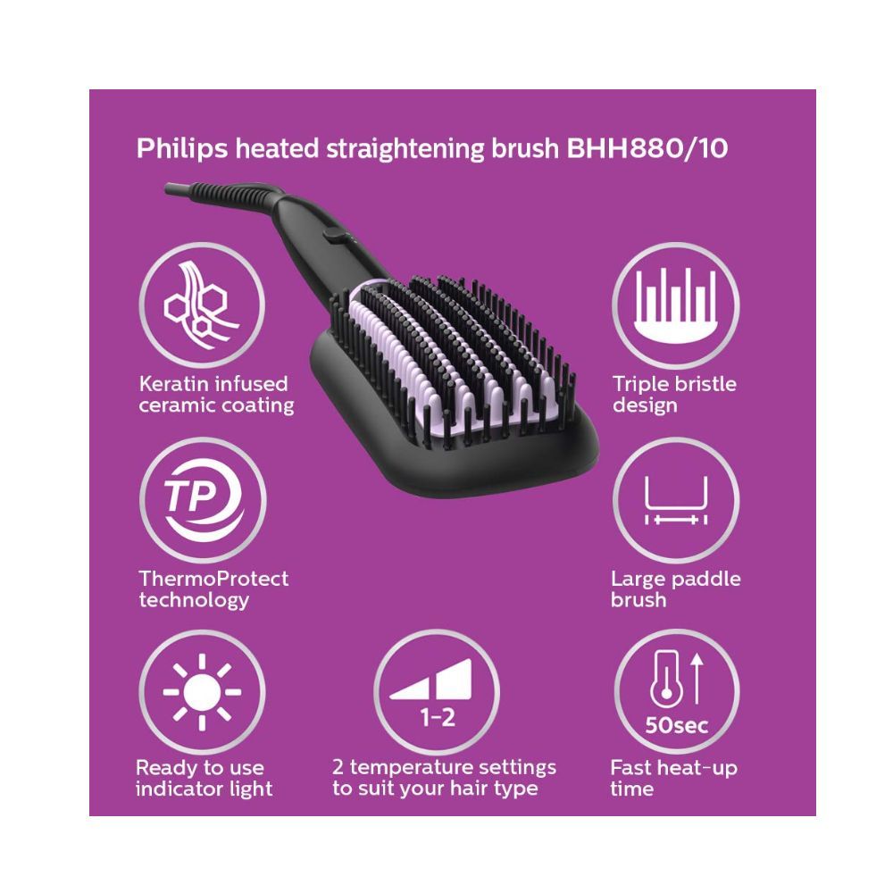 PHILIPS 50 Watt Thermo Protect Technology Heated Hair Straightening Brush