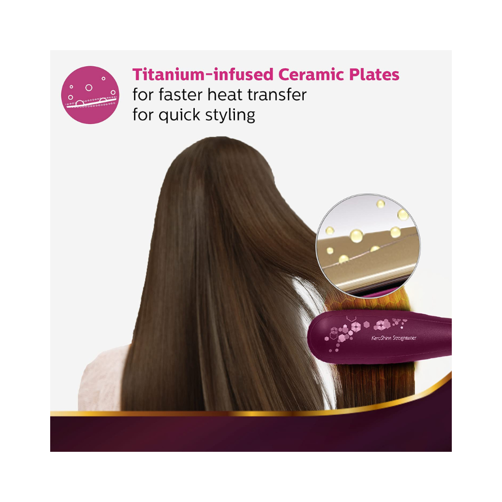 Philips BHS738/00 Kerashine Titanium Wide Plate Straightener With SilkProtect Technology, Teal