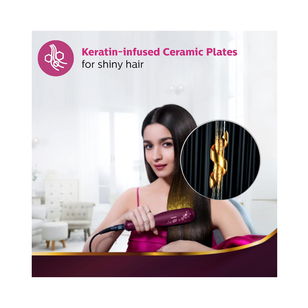 Philips BHS738/00 Kerashine Titanium Wide Plate Straightener With SilkProtect Technology, Teal