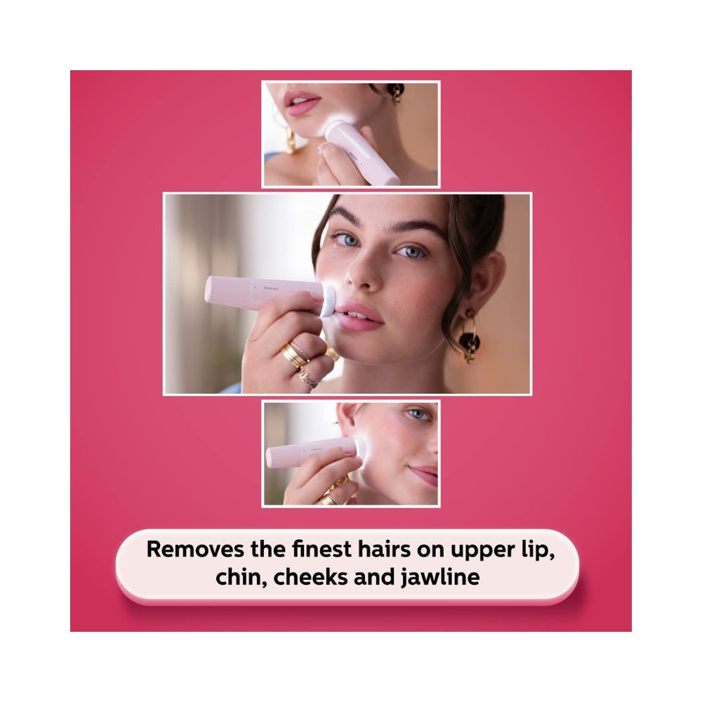 Philips Cordless Facial Hair Remover with Wide Hypoallergenic Head for gentle experience at home BRR454/00