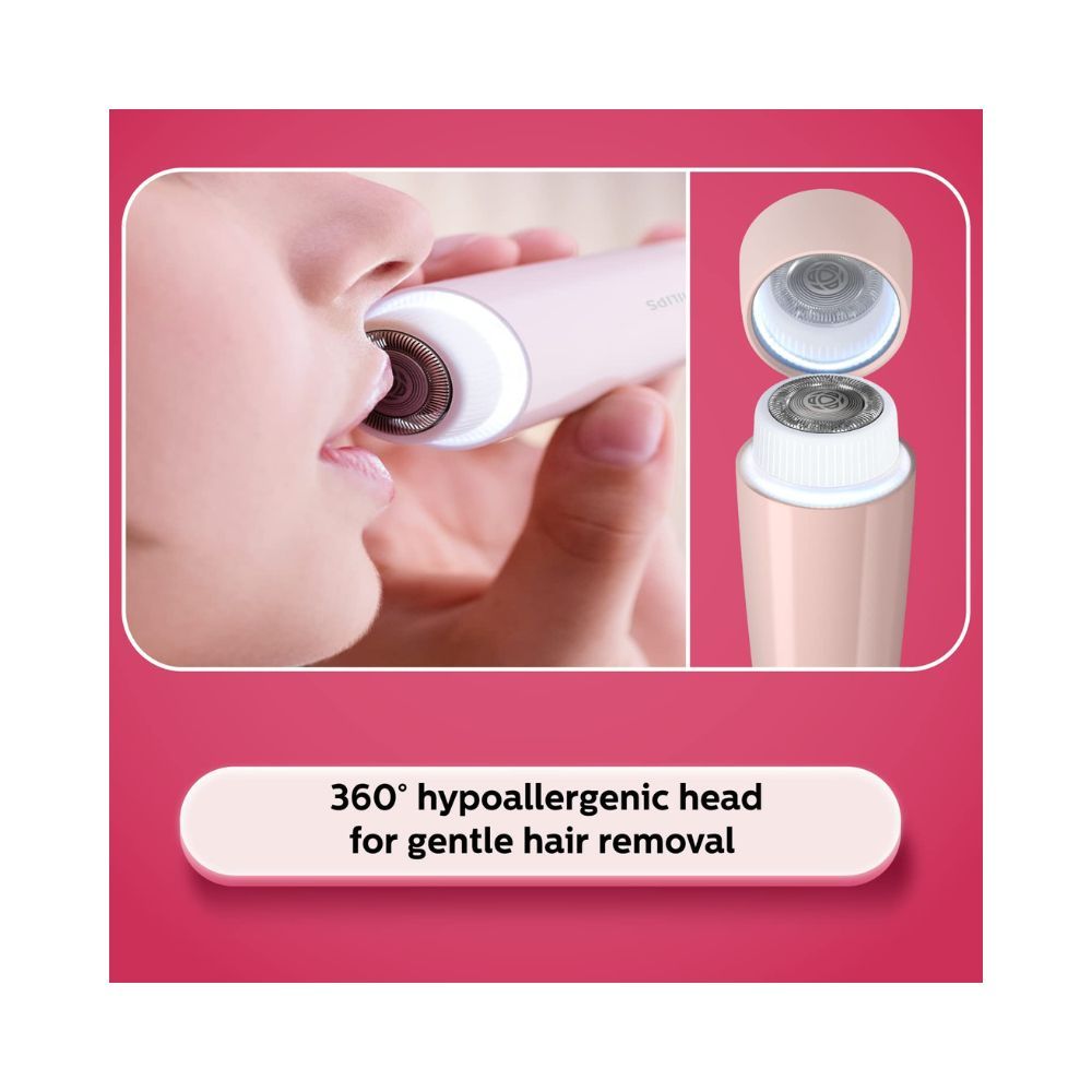 Philips Cordless Facial Hair Remover with Wide Hypoallergenic Head for gentle experience at home BRR454/00
