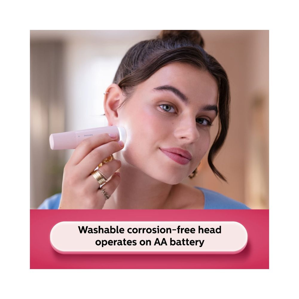 Philips Cordless Facial Hair Remover with Wide Hypoallergenic Head for gentle experience at home BRR454/00