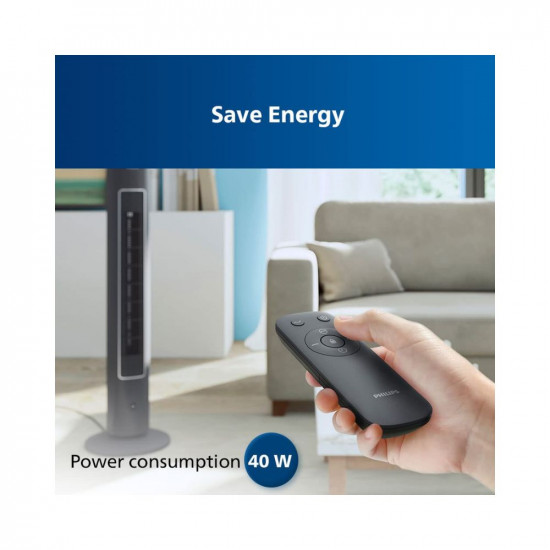 Philips CX 5535/11 High Performance Bladeless Technology Tower Fan with Touchscreen Panel and Remote Control, Quiet Operation, Low Power Consumption and Lightweight Portable Body.
