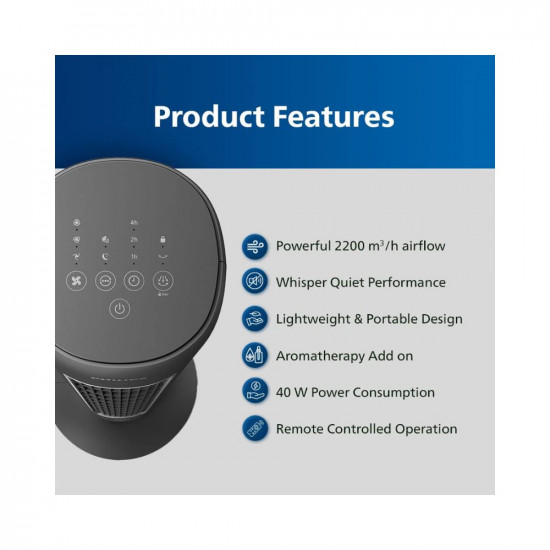 Philips CX 5535/11 High Performance Bladeless Technology Tower Fan with Touchscreen Panel and Remote Control, Quiet Operation, Low Power Consumption and Lightweight Portable Body.