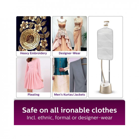 Philips EasyTouch Plus Standing Garment Steamer GC523/60 - 1600 Watt, 5 Steam Settings, Up to 32 g/min steam, with Double Pole