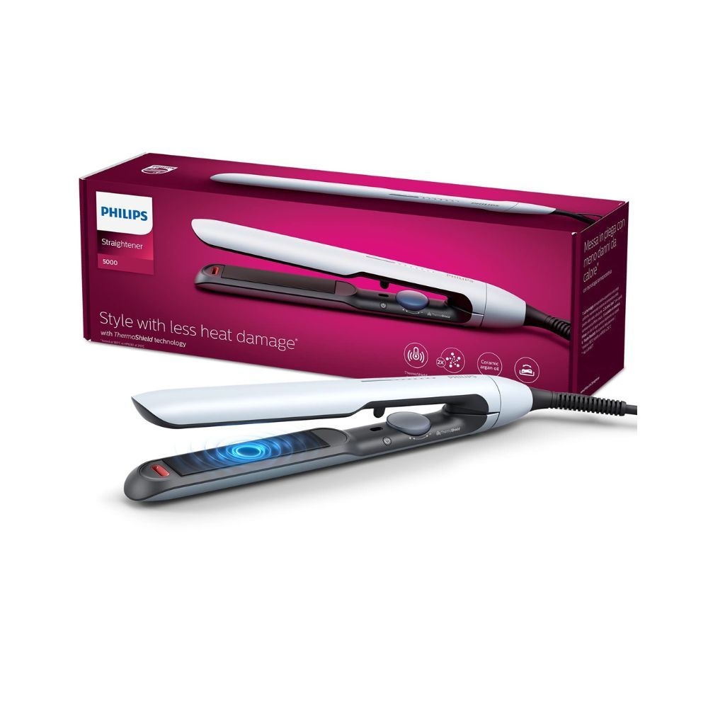 Philips Hair Straightener BHS520/00, ThermoShield Technology to lower heat damage, Argan Oil Infused Plates