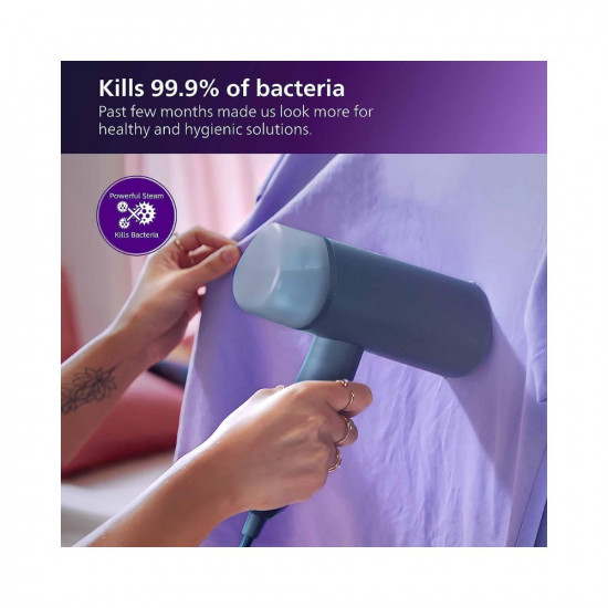 PHILIPS Handheld Garment Steamer STH3000/20 - Compact & Foldable, Convenient Vertical Steaming, 1000 Watt Quick Heat Up, up to 20g/min, Kills 99.9%* Bacteria (Reno Blue), Small