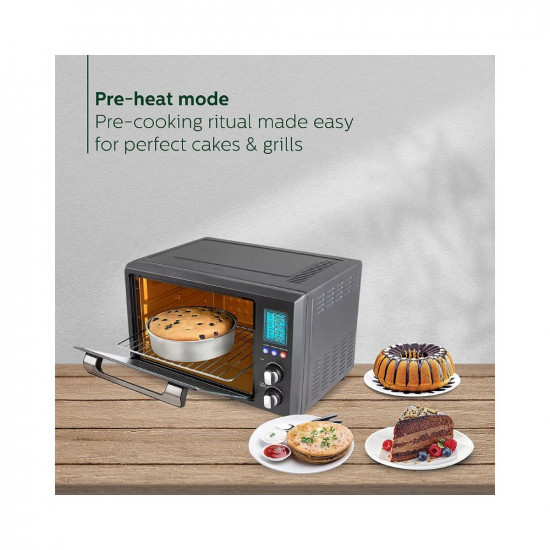 Philips HD6976/00 36 Litre Digital Oven Toaster Grill, 2000W, with Opti Temp Technology, Temperature control, Convection Mode, Chamber light and 10 preset menus, Inner Lamp, 7-level browning function