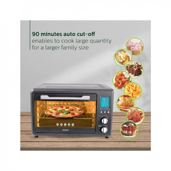 Philips HD6976/00 36 Litre Digital Oven Toaster Grill, 2000W, with Opti Temp Technology, Temperature control, Convection Mode, Chamber light and 10 preset menus, Inner Lamp, 7-level browning function