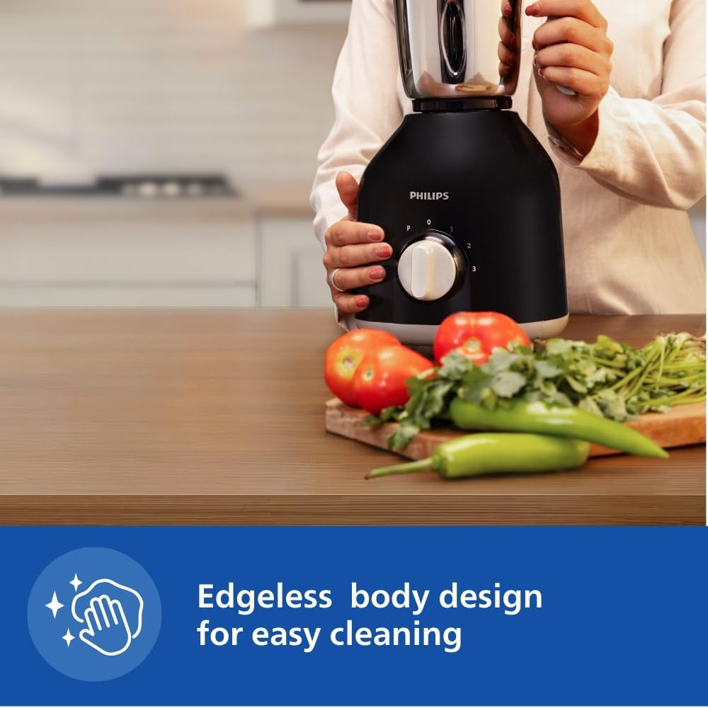 Philips HL7756 Mixer Grinder 750 watt with 3 Stainless Steel Jars  25 mins Continuous Grinding  Mixer Grinder for Kitchen with 3 Speed Control  Pulse Function Black