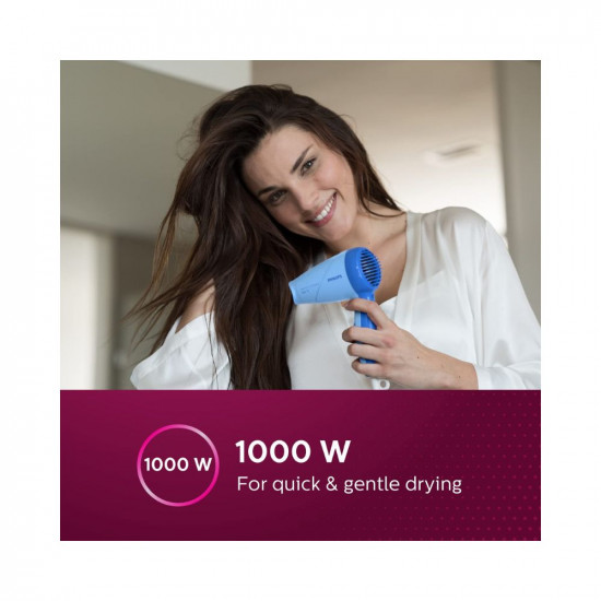 Philips HP8100/60 Compact Hair Dryer| 2 Flexible heat setting| ThermoProtect prevents overhearting | 1000 Watts- Blu