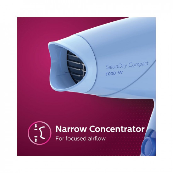 Philips HP8100/60 Compact Hair Dryer| 2 Flexible heat setting| ThermoProtect prevents overhearting | 1000 Watts- Blu