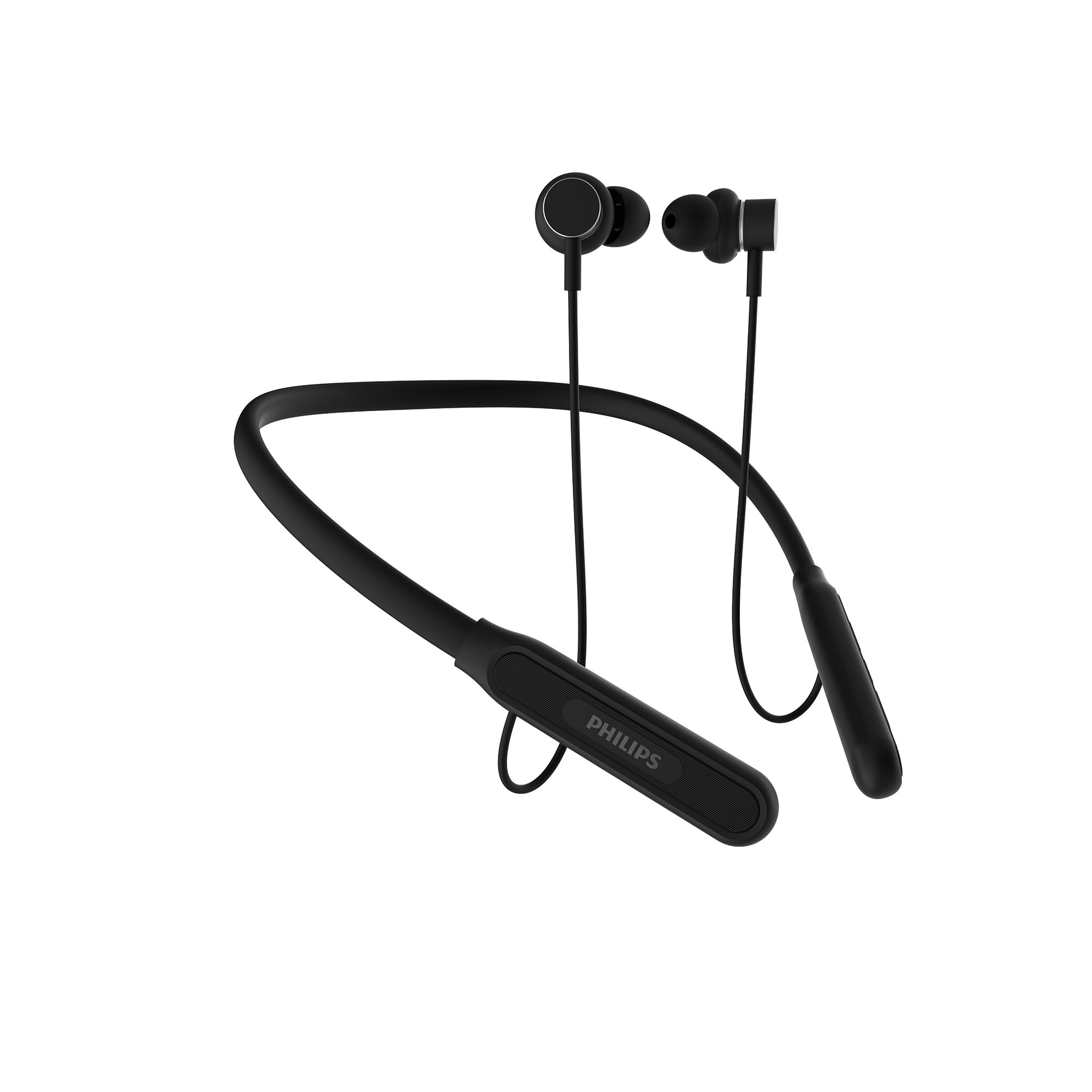 PHILIPS TAN1150BK94 Wireless Neckband with 60 Hr Playtime Fast Charging 13mm Deep Bass Drivers AI ENC Mic Multipoint Connectivity Bluetooth v53 IPX5 Water Resistance Deep Black