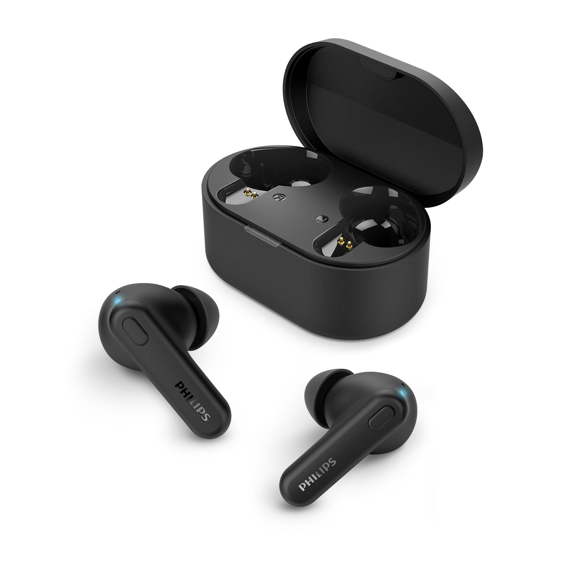 PHILIPS TAT1108BK00 True Wireless Earbuds in-Ear v53 Earphones with Mic 15H Play Time Shank Shape IPX4 Touch Controls  Charging Case for iPhoneiPad Black
