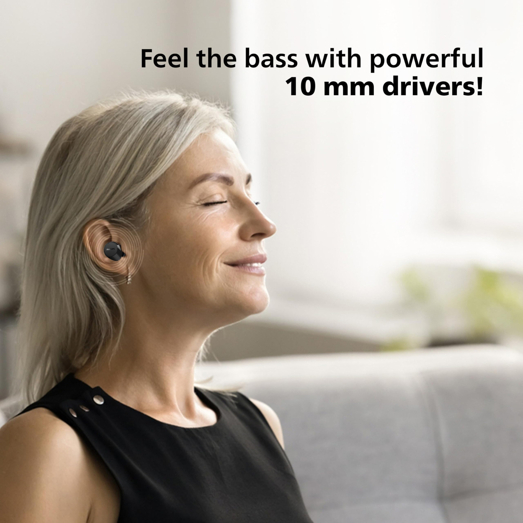 PHILIPS TAT1209BK00 True Wireless Earbuds in-Ear Active Noise Cancelling Bluetooth v53 Earphones with Mic 18H Play Time Shank Shape IPX4 Touch Controls  Charging Case for iPhoneiPad Black