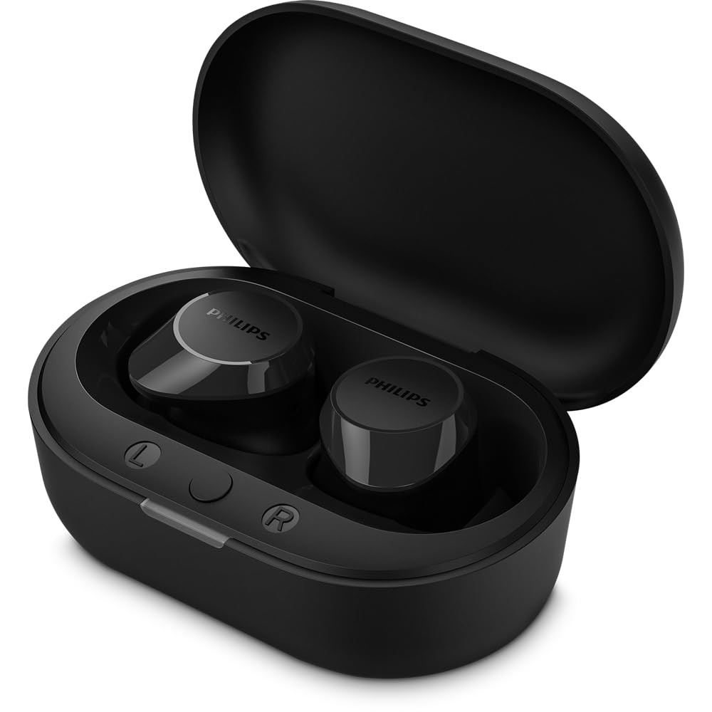 PHILIPS TAT1209BK00 True Wireless Earbuds in-Ear Active Noise Cancelling Bluetooth v53 Earphones with Mic 18H Play Time Shank Shape IPX4 Touch Controls  Charging Case for iPhoneiPad Black