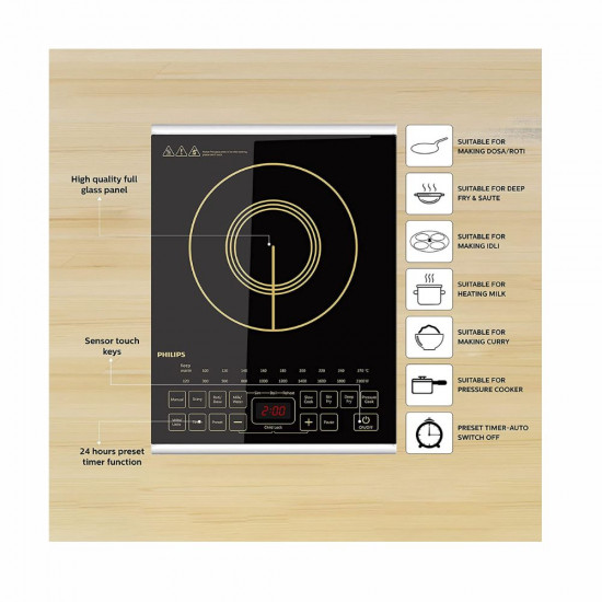 Philips Viva Collection Hd4938 01 2100 Watt Glass Induction Cooktop With Sensor Touch Black