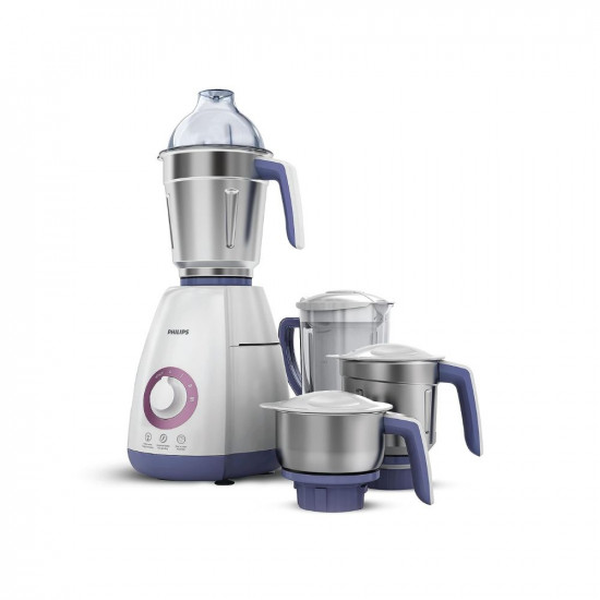Philips Viva Collection HL7701/00 Mixer Grinder, 750 Watts, 4 Jars (Elegant Lavender and White)