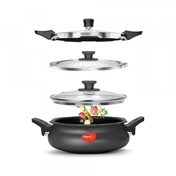 Pigeon by Stovekraft All In One Super Hard Anodised Cooker 3 Litre 3 L Induction Bottom Pressure Cooker (Aluminium)