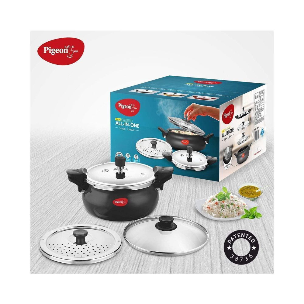 Pigeon by Stovekraft All In One Super Hard Anodised Cooker 3 Litre 3 L Induction Bottom Pressure Cooker (Aluminium)