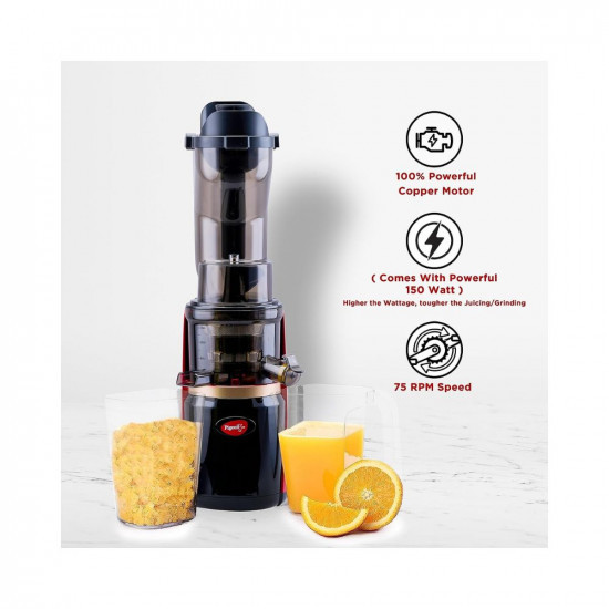 Pigeon by Stovekraft Cold Press Slow Juicer| 150W Low Heat Motor| Nutrient Rich Juice| All-in-1 Fruits & Vegetable Juicer| Maximum Juice Extraction Auger | Separate Juice & Pulp Cups | 2 Year Warranty