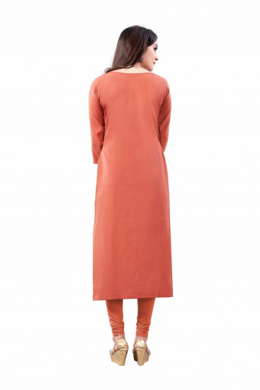 Pink-Peach Digital Floral Printed Crepe Readymade Kurti
