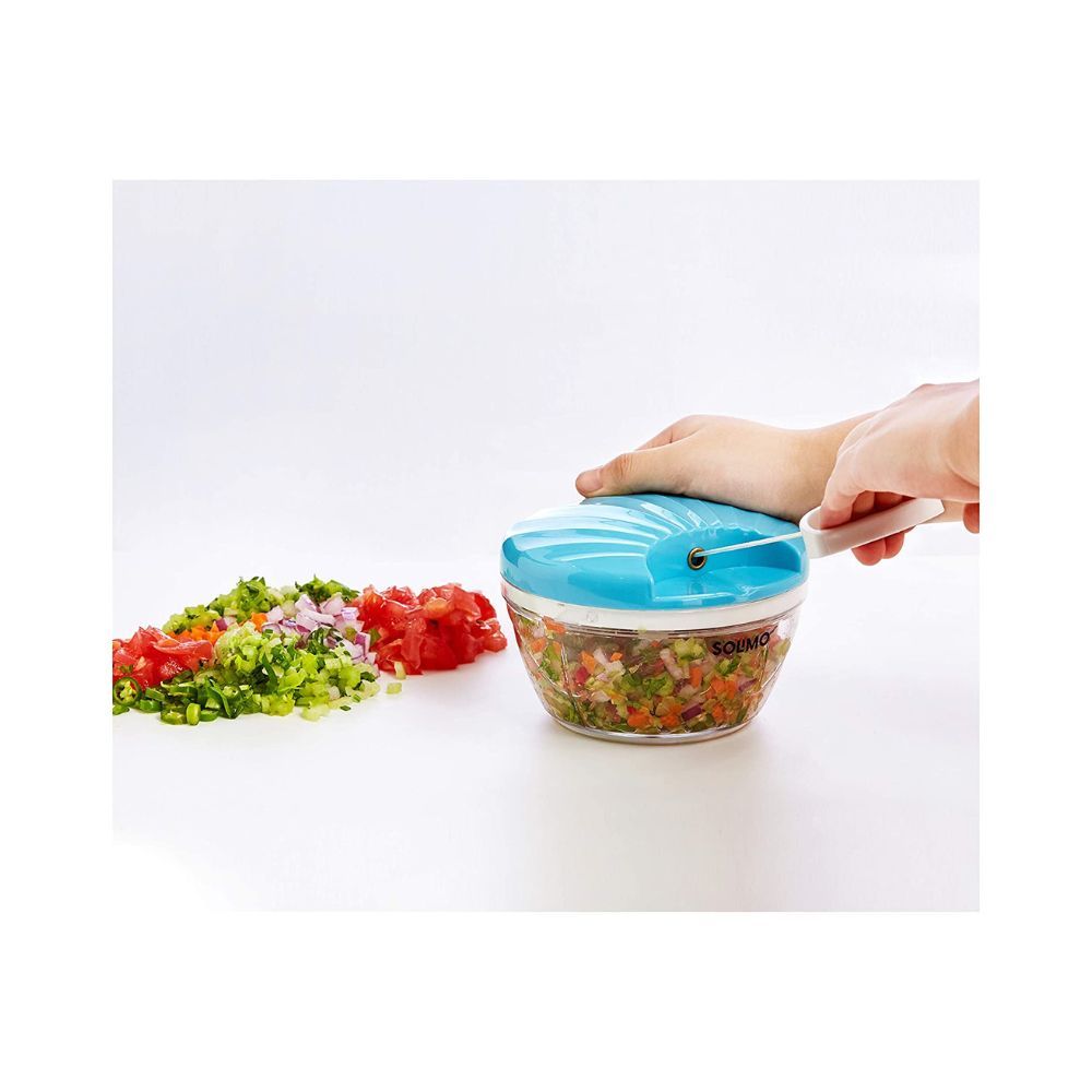 Plastic 500 ml Large Vegetable Chopper with 3 Blades, Blue